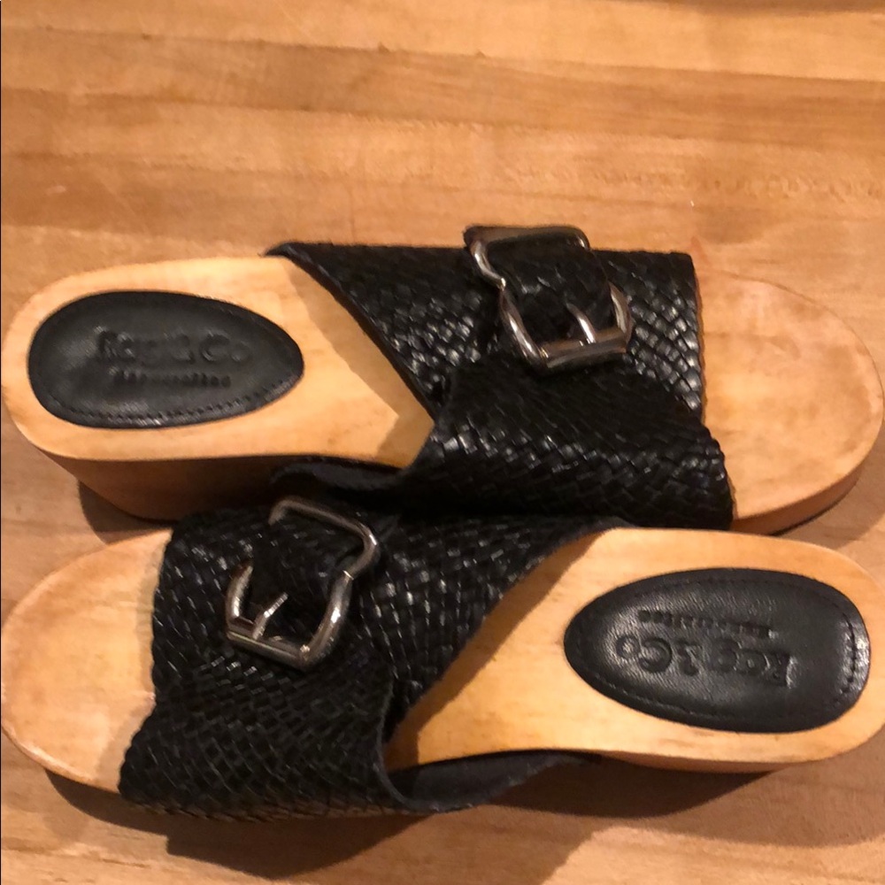 Rag & Co Black Woven Leather Sandal
